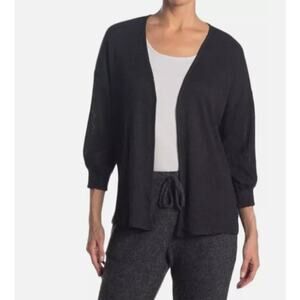 ECLAIR Cardigan Women's Open Front 3/4 Sleeve Size Medium black Hacci Knit NWT